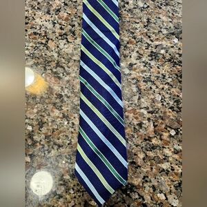 Striped Navy and Green Men's Silk Tie